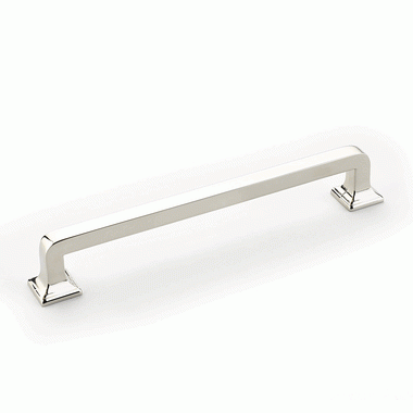 SCHAUB 6 1/2 Inch (6 Inch c-c) Menlo Park Pull (Polished Nickel Finish)