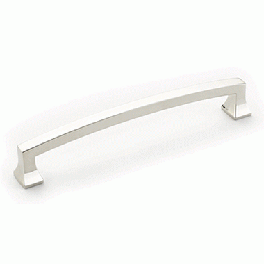 SCHAUB 6 1/2 Inch (6 Inch c-c) Menlo Park Pull (Polished Nickel Finish)