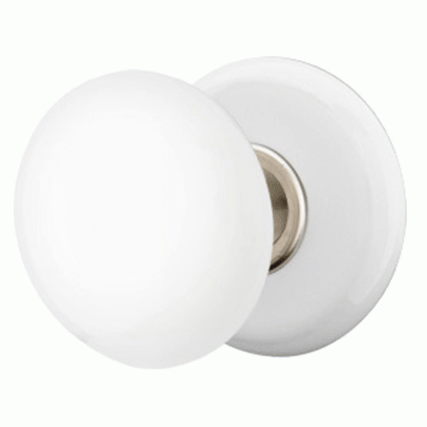 EMTEK Ice White Porcelain Door Knob Set With Porcelain Rosette