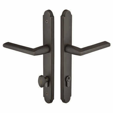 EMTEK Solid Brass Arched Euro Keyed Style Multi Point Lock Trim (Medium Bronze Finish)