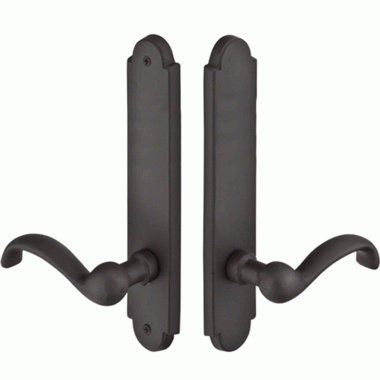 EMTEK Solid Brass Arched Style Dummy Pair Multi Point Lock Trim (Flat Black Bronze Finish)