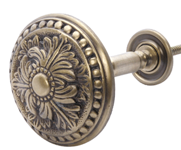 Solid Brass Curtain Tie Back - Large Baroque Button Style (Several Finishes Available) COPPER MOUNTAIN HARDWARE