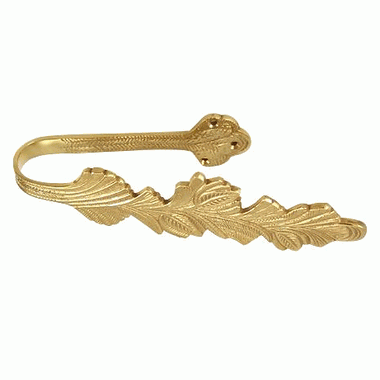 Solid Brass Curtain Tie Back - Oriental Leaves Style (Polished Brass Finish) Copper Mountain Hardware