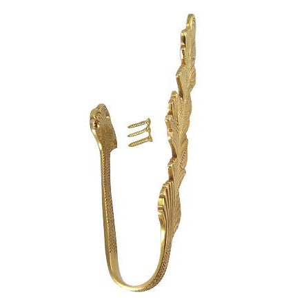 Solid Brass Curtain Tie Back - Oriental Leaves Style (Polished Brass Finish) Copper Mountain Hardware