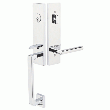 EMTEK Solid Brass Mormont Style Mortise Entryway Set (Polished Chrome Finish)