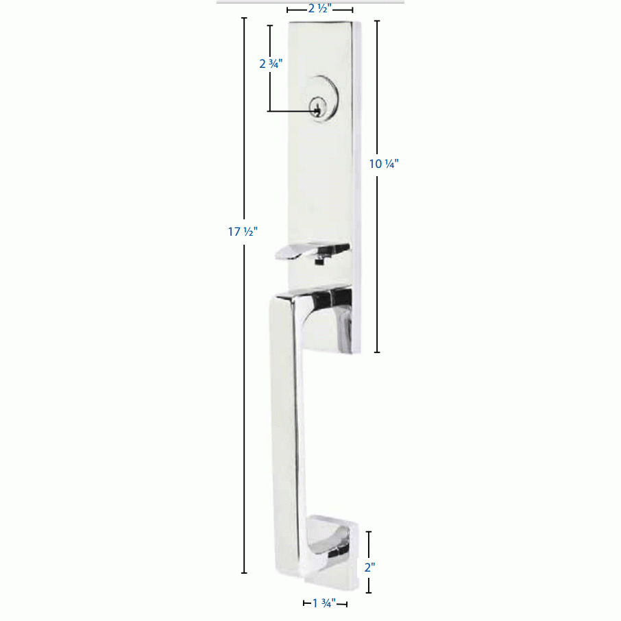 EMTEK Solid Brass Mormont Style Mortise Entryway Set (Polished Chrome Finish)