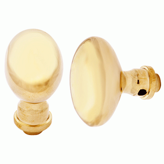 Solid Brass Egg Door Knobs Spare Set with Spindle (Polished Brass) COPPER MOUNTAIN HARDWARE