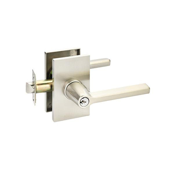 EMTEK Solid Brass Helios Key In Door Lever with Modern Rectangular Rosette