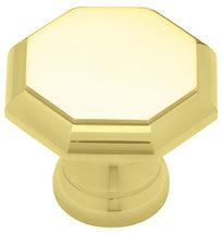 ##Antique Hardware## 1 5/16 Inch Solid Brass Beveled Octagon Cabinet and Furniture Knob