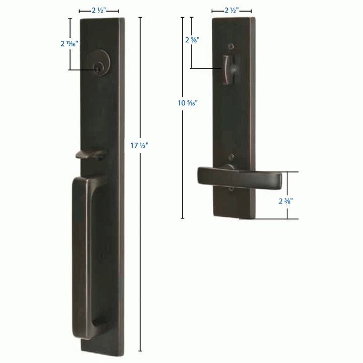 EMTEK Solid Brass Lugano Style Mortise Entryway Set (Oil Rubbed Bronze Finish)