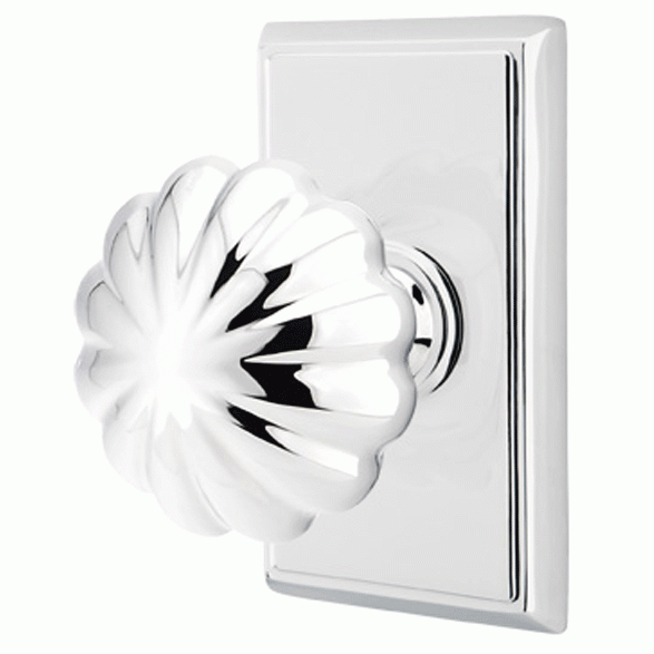 EMTEK Solid Brass Melon Door Knob Set With Rectangular Rosette