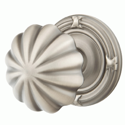 EMTEK Solid Brass Melon Door Knob Set With Ribbon & Reed Rosette