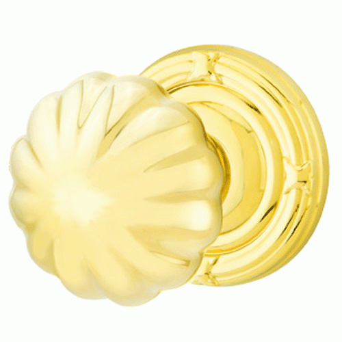 EMTEK Solid Brass Melon Door Knob Set With Ribbon & Reed Rosette