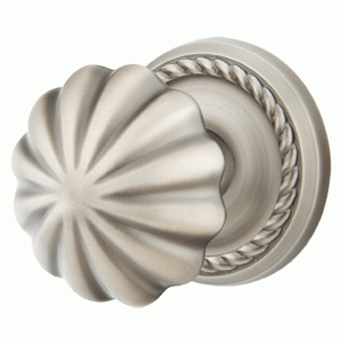 EMTEK Solid Brass Melon Door Knob Set With Rope Rosette