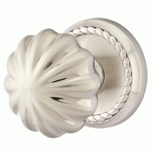 EMTEK Solid Brass Melon Door Knob Set With Rope Rosette