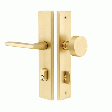 EMTEK Solid Brass Modern Rectangular Style Stretto Passage Entryway Set (Polished Brass Finish)