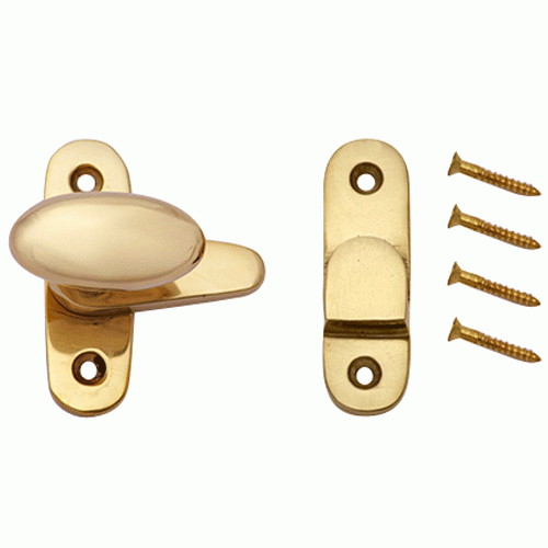 Traditional Solid Brass Oval Knob Latch Set (Lacquered Brass Finish) COPPER MOUNTAIN HARDWARE