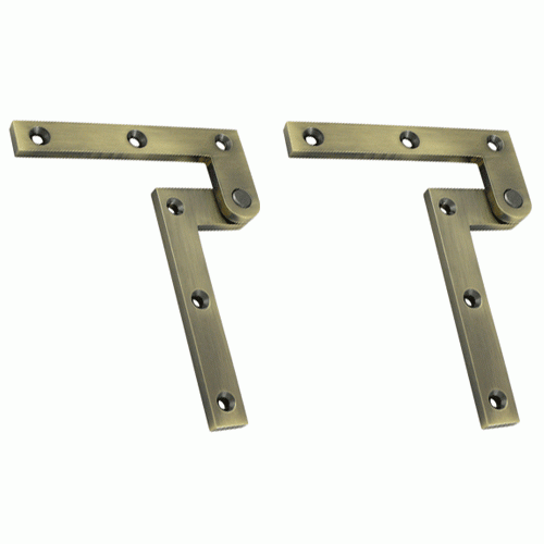 DELTANA 4 3/8 x 5/8 x 1 7/8 Inch Solid Brass Pivot Hinge Antique Brass Finish