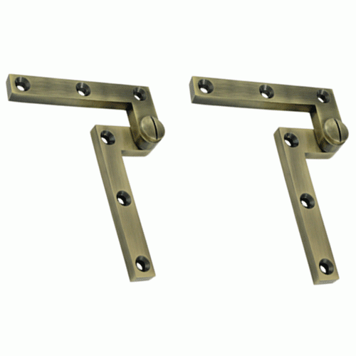 DELTANA 4 3/8 x 5/8 x 1 7/8 Inch Solid Brass Pivot Hinge (Antique Brass Finish)