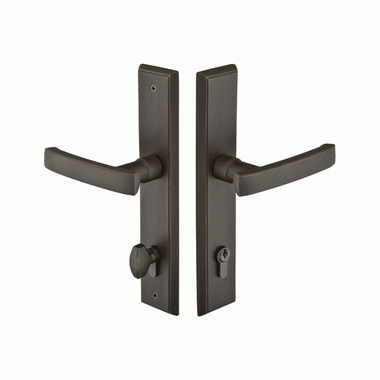 EMTEK Solid Brass Rectangular Euro Keyed Style Multi Point Lock Trim (Medium Bronze Finish)