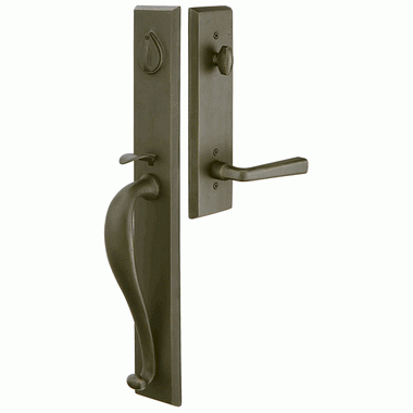 EMTEK Solid Brass Rectangular Full Length Mortise Entryway Set (Oil Rubbed Bronze Finish)