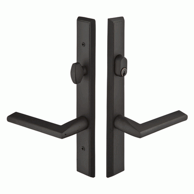 EMTEK Solid Brass Rectangular Keyed Style Multi Point Lock Trim (Matte Black Finish)