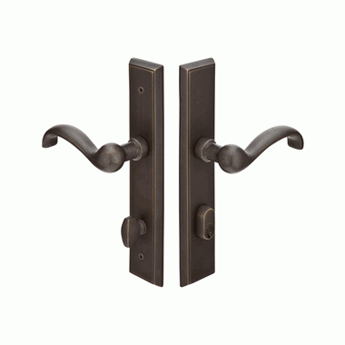 EMTEK Solid Brass Rectangular Keyed Style Multi Point Lock Trim (Medium Bronze Finish)