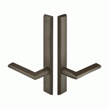 Solid Brass Rectangular Style Dummy Pair Multi Point Lock Trim (Medium Bronze Finish) EMTEK