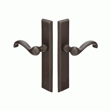 Solid Brass Rectangular Style Dummy Pair Multi Point Lock Trim (Medium Bronze Finish) EMTEK