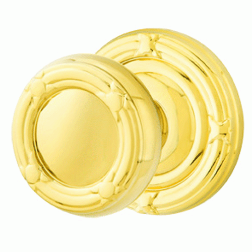 EMTEK Solid Brass Ribbon & Reed Door Knob Set With Ribbon & Reed Rosette