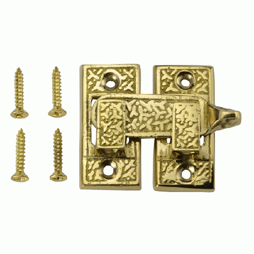 Solid Brass Rice Pattern Cabinet Latch (Lacquered Brass Finish) COPPER MOUNTAIN HARDWARE