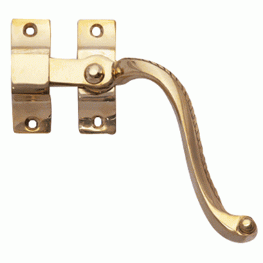 Solid Brass Right Hinge Window Lock Georgian Roped Pattern (Lacquered Brass Finish) Copper Mountain Hardware