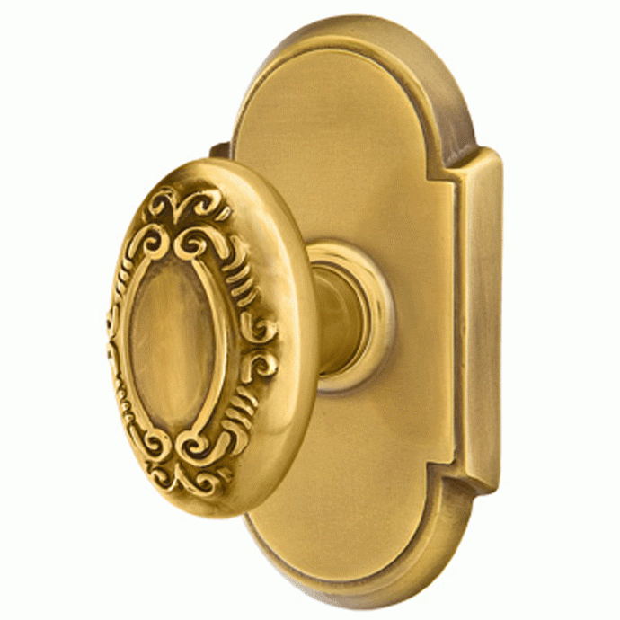 EMTEK Solid Brass Victoria Door Knob Set With # 8 Rosette