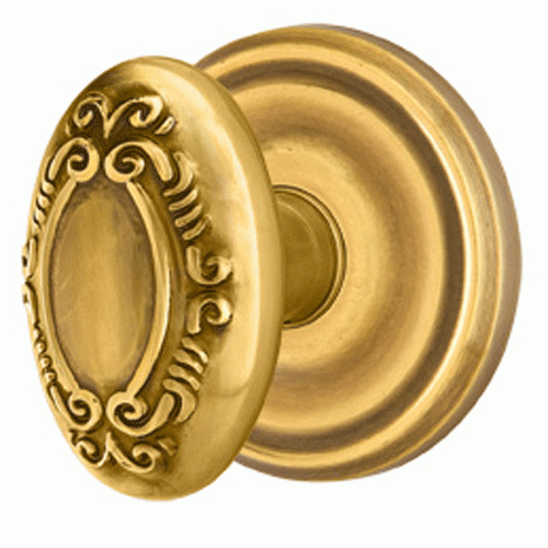 EMTEK Solid Brass Victoria Door Knob Set With Regular Rosette