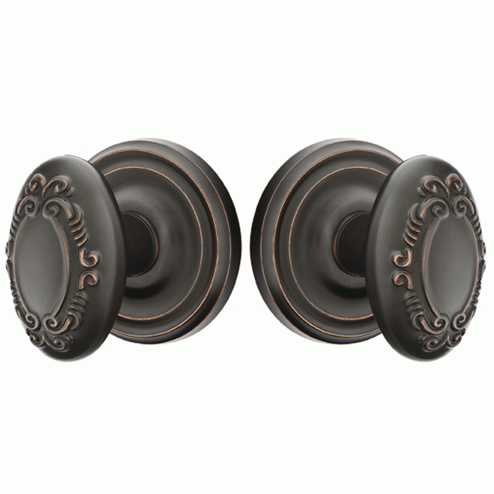 EMTEK Solid Brass Victoria Door Knob Set With Regular Rosette