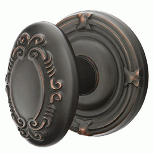 EMTEK Solid Brass Victoria Door Knob Set With Ribbon & Reed Rosette