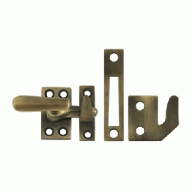 1 5/8 Inch Solid Brass Window Lock Casement Fastener (Antique Brass Finish) DELTANA