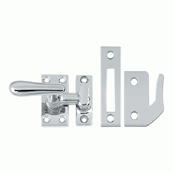 2 1/16 Inch Solid Brass Window Lock Casement Fastener (Polished Chrome Finish) DELTANA