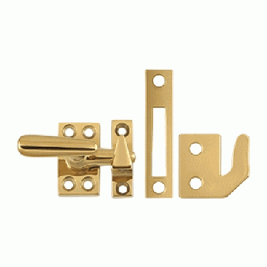 DELTANA 1 5/8 Inch Solid Brass Window Lock Casement Fastener (PVD Finish)