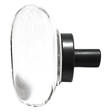 COPPER MOUNTAIN HARDWARE 1 1/4 Inch Flat-Faced Round Crystal Glass Cabinet Knobs in Oil Rubbed Bronze