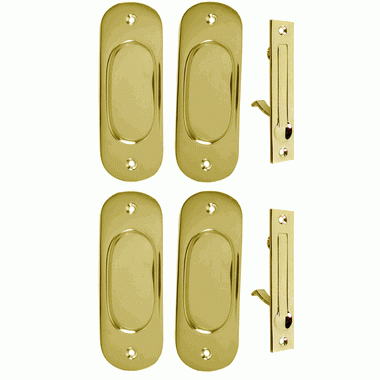 COPPER MOUNTAIN HARDWARE Traditional Oval Pattern Double Pocket Passage Style Door Set (Polished Brass)