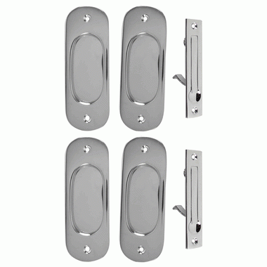 COPPER MOUNTAIN HARDWARE Traditional Oval Pattern Double Pocket Passage Style Door Set (Polished Chrome)