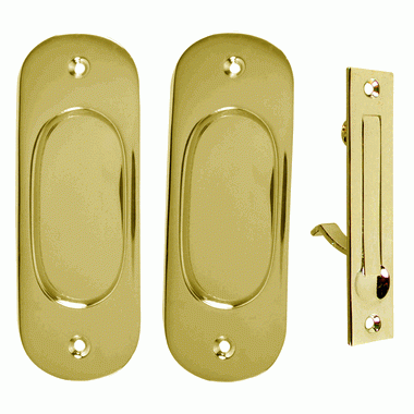 Traditional Oval Pattern Single Pocket Passage Style Door Set (Polished Brass Finish) COPPER MOUNTAIN HARDWARE