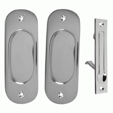 COPPER MOUNTAIN HARDWARE Traditional Oval Pattern Single Pocket Passage Style Door Set (Polished Chrome Finish)