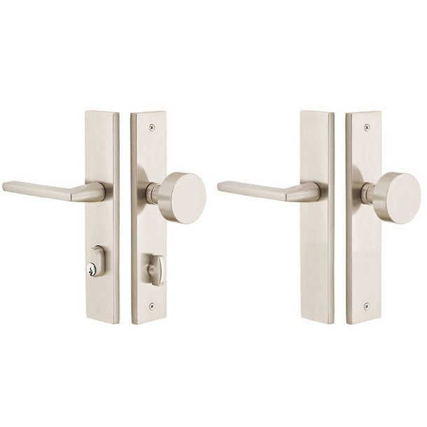 EMTEK Solid Brass Modern Rectangular Style Stretto Passage Entryway Set (Brushed Nickel Finish)