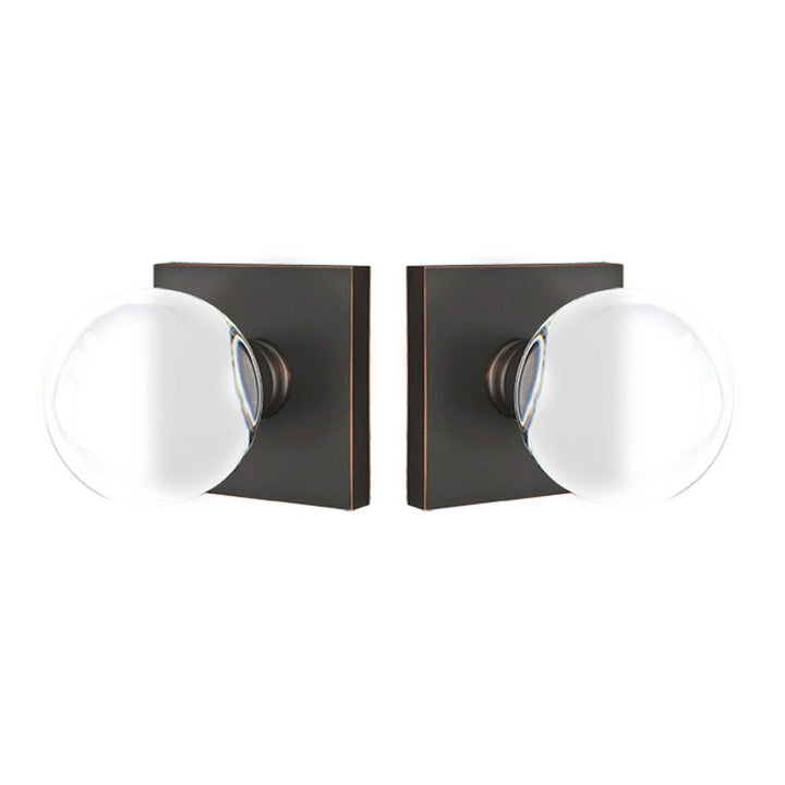 EMTEK Crystal Bristol Door Knob Set With Square Rosette (Several Finishes)