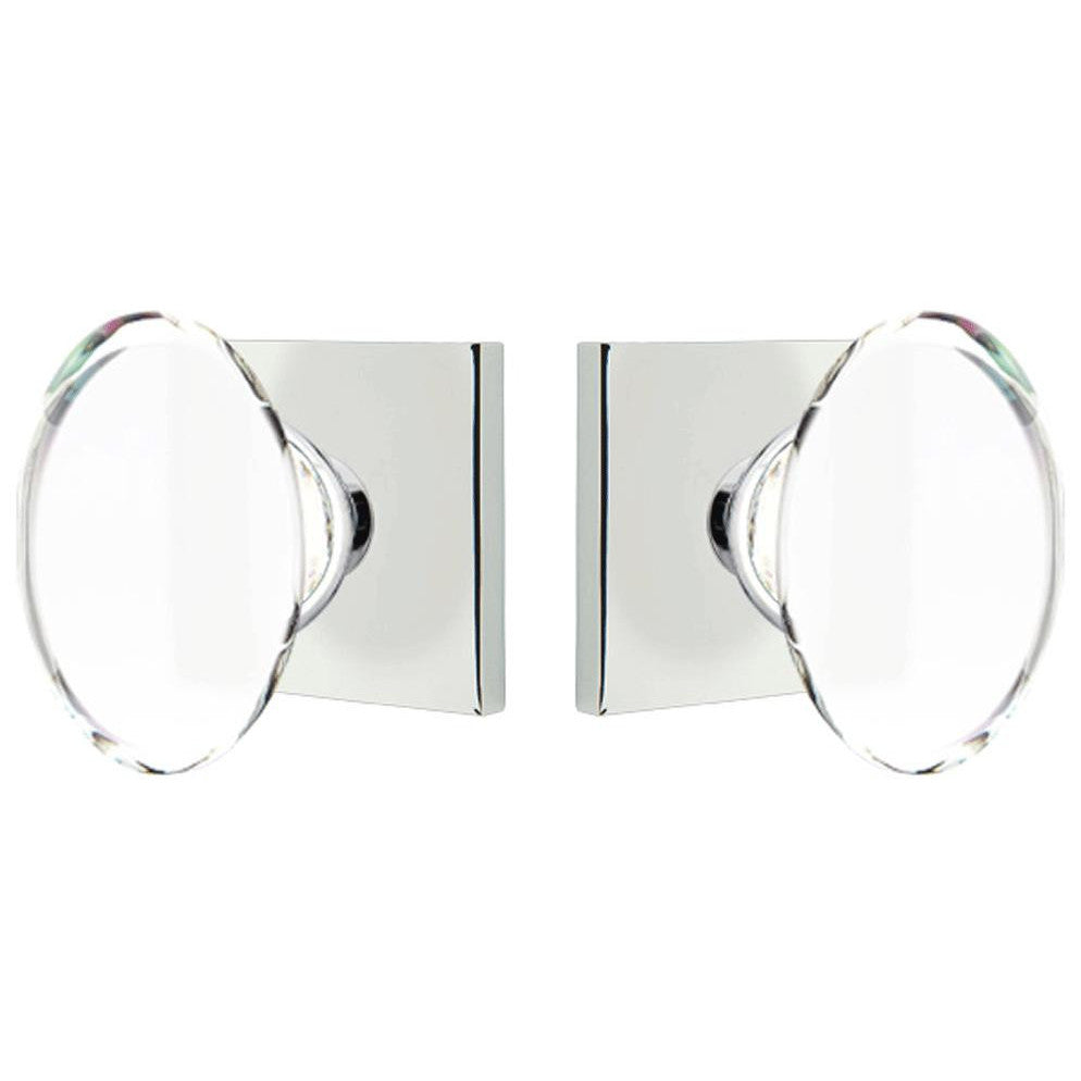 EMTEK Crystal Hampton Door Knob Set With Square Rosette (Several Finishes)