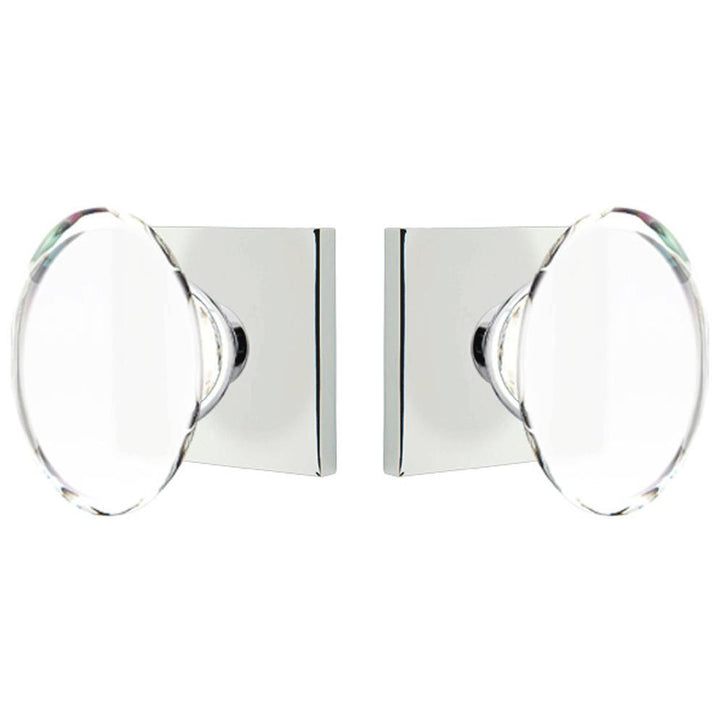 EMTEK Crystal Hampton Door Knob Set With Square Rosette (Several Finishes)