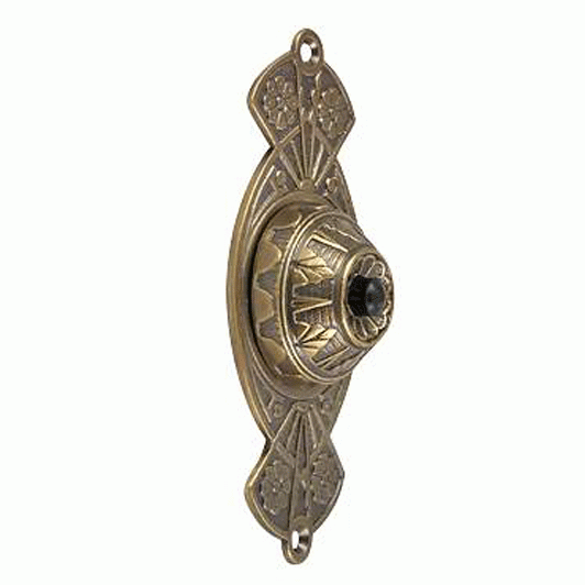 5 5/8 Inch Art Nouveau Flower Doorbell (Antique Brass) COPPER MOUNTAIN HARDWARE