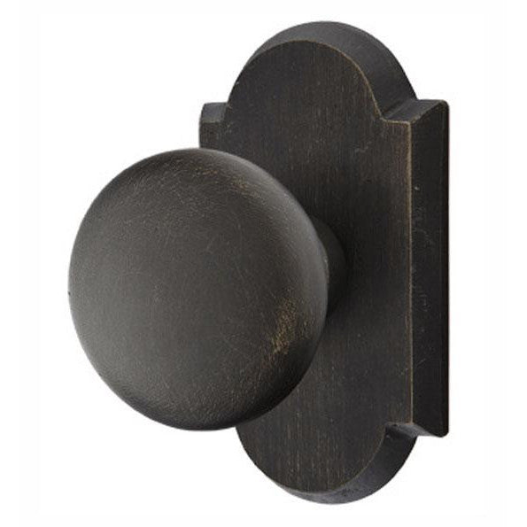 EMTEK Solid Brass Sandcast Winchester Door Knob Set With Arched Rosette